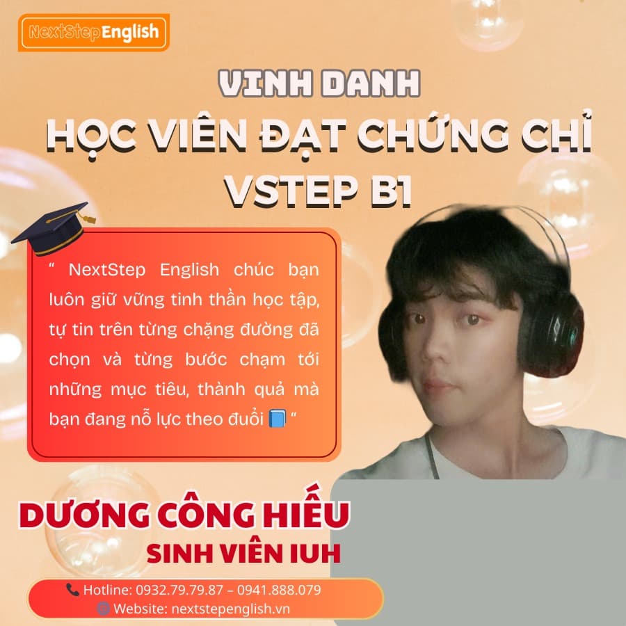 Học viên 9 đã đạt chứng chỉ tại NextStep English Center