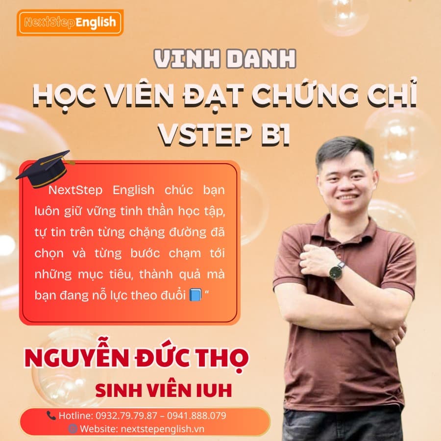 Học viên 1 đã đạt chứng chỉ tại NextStep English Center